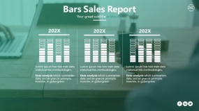 半透明图文版式 柱形图数据分析PPT单张图表