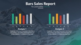 半透明深色图片背景 多彩柱形图表PPT图表素材