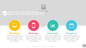 上下分割型图片版式 1张图4个圆圈观点PPT图表