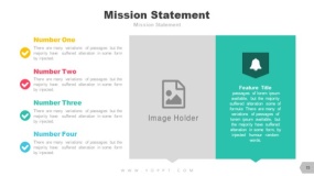 左中右三栏 1张图片 4个对号图标PPT幻灯片