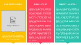 左中右三栏划分 1张图片与2段文字PPT逻辑图表