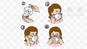 医学健康戴口罩步骤图标PNG透明图片
