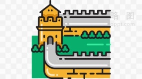 长城中国风景热区特效透明图片