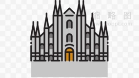 米兰大教堂世界建筑素材透明图片