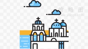 蓝色圆顶教堂全球景点图标PNG文件