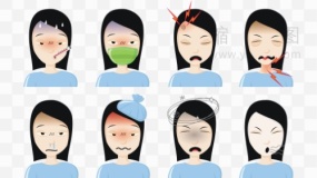 感冒发烧素材30多症状图png文件