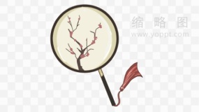 手绘团扇素材PNG