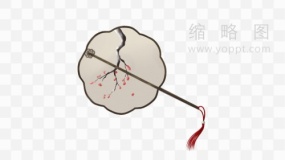 复古实物团扇元素PNG格式