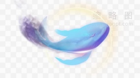 鲸鱼水彩效果素材42 透明