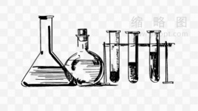 清晰手绘素描风试管与量筒png图片