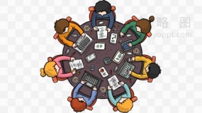 卡通团队会议素材透明格式