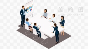 高端多人交流效果PNG透明图片