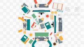 简约集体办公素材PNG