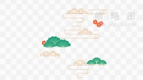 金色水墨祥云春节设计元素免抠图片