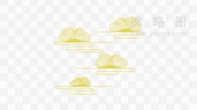 金色水祥云复古图案透明格式