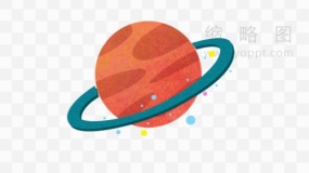 漂亮星环星球手绘PNG免抠图