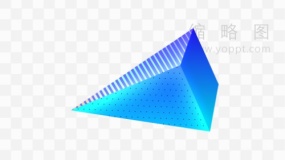 蓝色渐变三角形立方体PNG格式