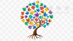 多彩树状分观点图效果PNG透明图片