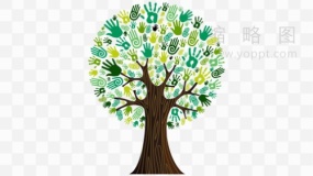 几何分支树状PPT图表透明图片