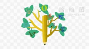 商业分析逻辑思考树形图特效PNG文件