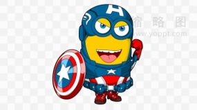 创意小黄人美国队长形象免费下载png