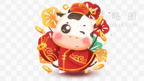 卡通牛送财免抠图片