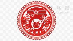 春节春字剪纸图案 透明