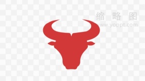 红色牛头剪影免抠png下载