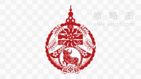 新年牛年剪纸图案 PNG文件