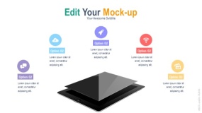 PPT样机 两层屏幕叠加 5个形状