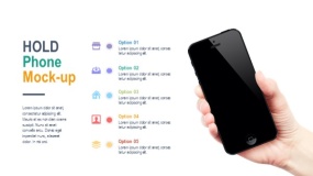 PPT样机手拿黑色苹果手机 5个特点