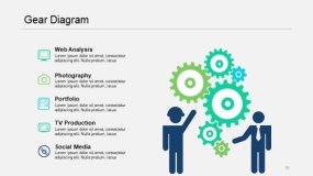 蓝绿色齿轮图PPT图表(18)