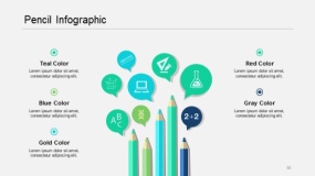 蓝绿色铅笔信息图PPT图表(50)