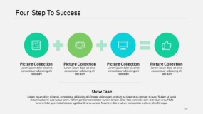 蓝绿色成功的四步PPT图表(86)