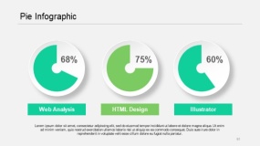 蓝绿色饼图信息图 PPT图表(91)