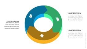 3D立体3段弧形圆圈循环图形PPT图表-1