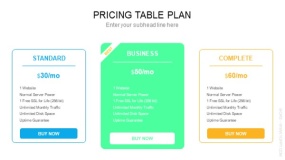 浅色背景3列表格计划定价表 PPT图表(175)