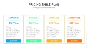 浅色背景4列表格计划定价表 PPT图表(176)