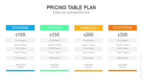 浅色背景4列表格计划定价表PPT图表(182)