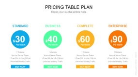 浅色背景4列表格 计划定价表 PPT图表(183)