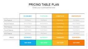 浅色背景4列表格计划定价表PPT图表(184)