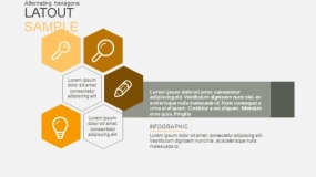 高端金色交替六边形PPT图表(81)