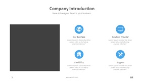 蓝色公司简介大图展示PPT图表