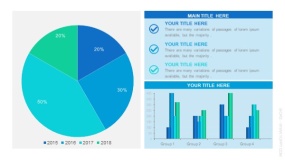 带色块底纹 左右卡片 饼图与柱状图PPT