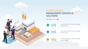 蓝天云朵背景矢量卡通风格PPT图表下载(130)