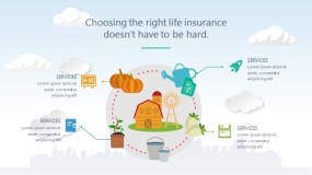 蓝天云朵背景矢量卡通风格PPT图表下载(26)