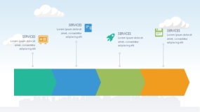 蓝天云朵背景矢量卡通风格PPT图表下载(35)