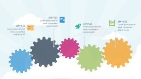 蓝天云朵背景矢量卡通风格PPT图表下载(42)