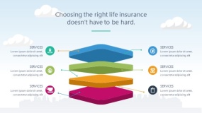 蓝天云朵背景矢量卡通风格PPT图表下载(60)