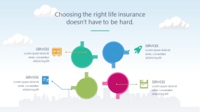 蓝天云朵背景矢量卡通风格PPT图表下载(80)